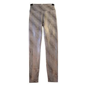 Peloton Women Small Leggings Silver Metallic Geometric High Rise Activewear